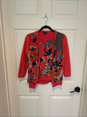 Carlisle Coral Floral Cardigan Sweater Set